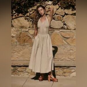 Free People Corset-Style Halter Wide-Leg 🌱COTTON🌱 One-Piece Jumpsuit NWT 🔖